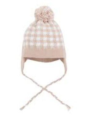 NEW TBBC BEAUFORT BONNET Parrish Pom Pom Hat Light Khaki Gingham 6y